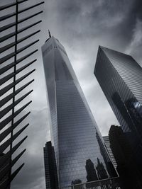 Low angle view of modern buildings against sky