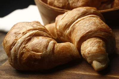 High angle view of bread in container on table