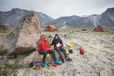Climbers relax for a meal at june valley,