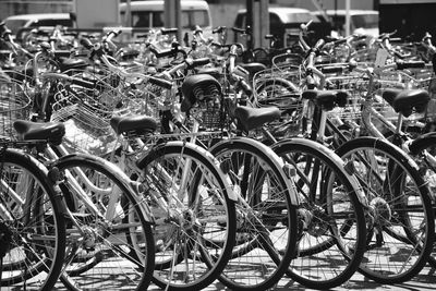 Bicycle parked in row