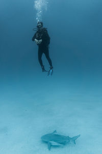 Man scuba diving in sea