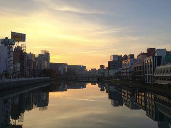 View of river at sunset