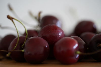 Close-up of grapes on table
