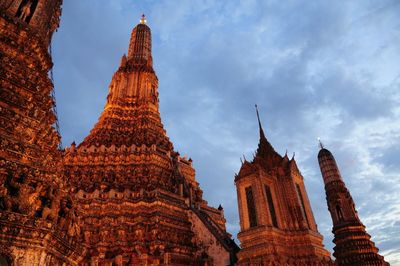 Low angle view of temples against sky