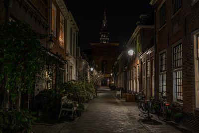 Illuminated street lights at night