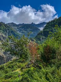 Scenic view of mountains against sky