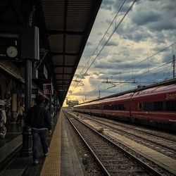 Train on railroad station platform