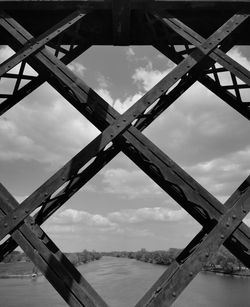 Low angle view of bridge over river against sky