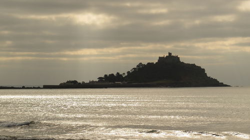 Scenic view of sea against cloudy sky