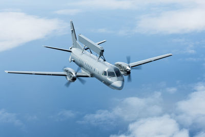 Aerial view of military plane