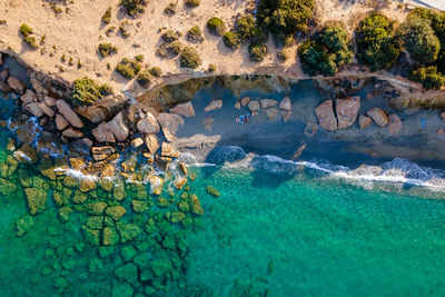 Aerial view of sea at paros in greece. 