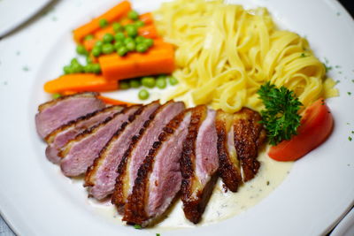 High angle view of meal served in plate