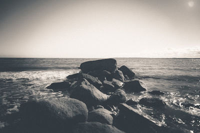 Scenic view of sea against clear sky