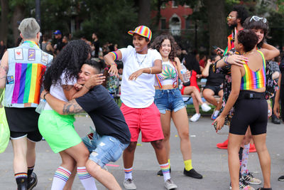 Group of people running