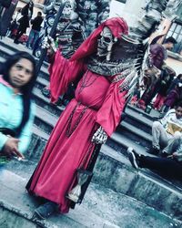 High angle view of people in traditional clothing