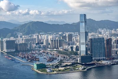 Aerial view of west kowloon, hong kong