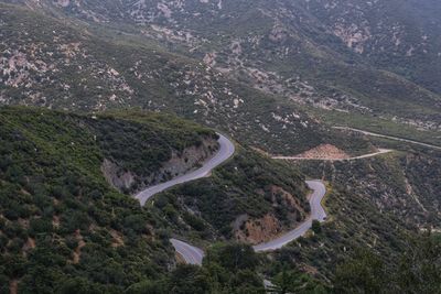 High angle view of road passing through mountain