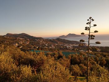 Scenic view of mountains against clear sky