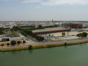 View of river with buildings in background