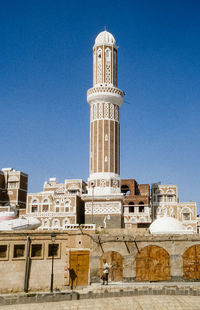 View of historical building against clear blue sky