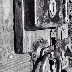 Close-up of rusty metal door