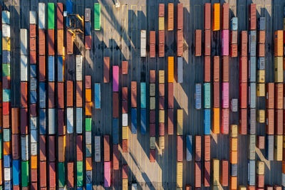 High angle view of shipping containers