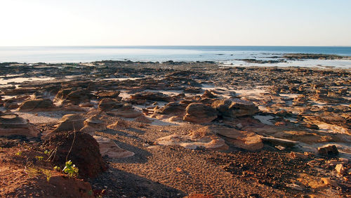 Scenic view of sea against clear sky