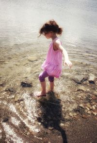 Full length of girl on beach