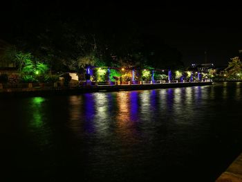 Multi colored lights in city at night