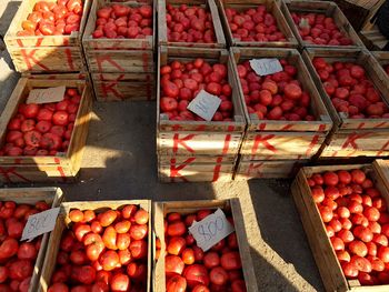 High angle view of fruits for sale in market