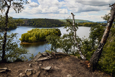 Scenic view of lake against sky