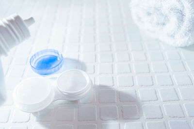 High angle view of computer keyboard on table