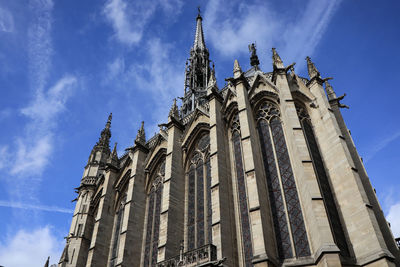 Low angle view of temple building against sky