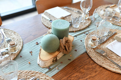 High angle view of food on table