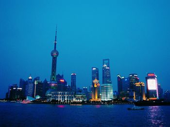 City skyline at dusk