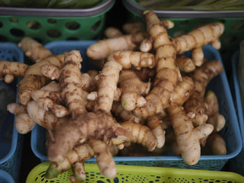 Thai market with various colorful fresh vegetables