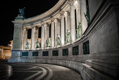 Exterior of historic building at night