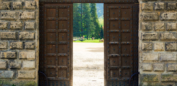 Closed door of building