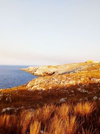 Scenic view of sea against clear sky