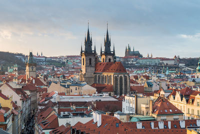 Prague old town square and church, czech republic