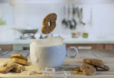 Close-up of dessert on table