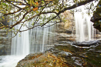 Scenic view of waterfall