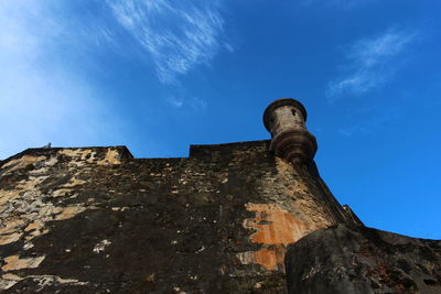 Low angle view of castillo san cristobal against sky