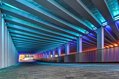 Colorful illumination in an underpass in zutphen, the netherlands