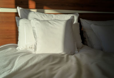 High angle view of bed in bedroom