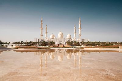 View of temple building against clear sky