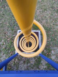 High angle view of yellow pipe