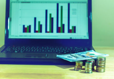 Close-up of laptop on table