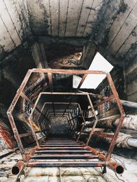 High angle view of spiral staircase