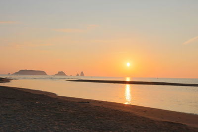 Scenic view of sea against sky during sunset